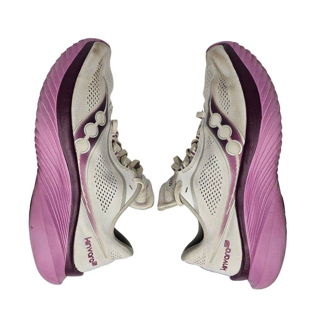Saucony Kinvara 15 Womens 8.5 Cream Purple Running Shoes S10903-110 Low Top - Picture 4 of 11